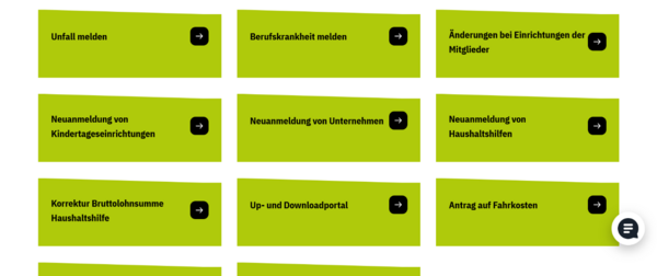 Screenshot der Navigation der Webseite