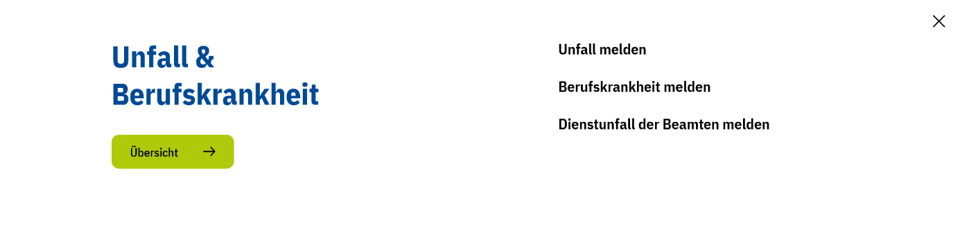 Screenshot der Navigation der Webseite