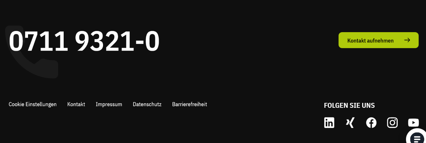 Screenshot eines Elementes der Startseite.