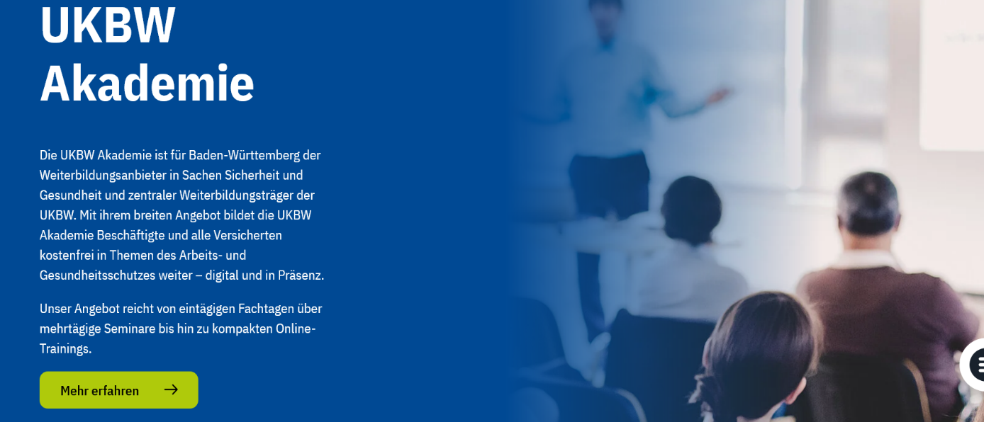 Screenshot eines Elementes der Startseite.