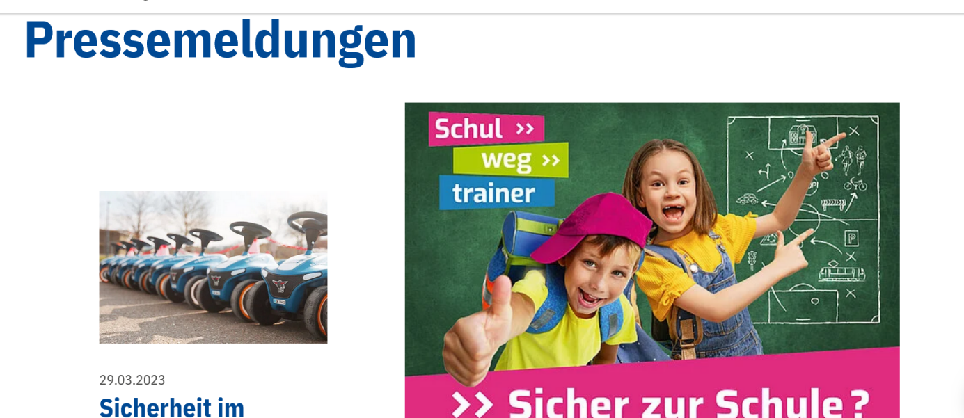 Screenshot eines Elementes der Startseite.