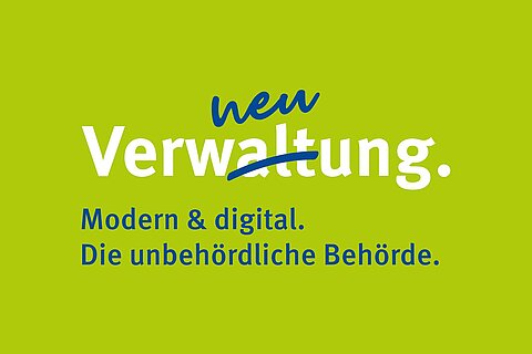 Slogan der UKBW als Schriftzug. Modern und digital. Die unbehördliche Behörde.